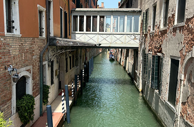 Canal in Venice with gondolas