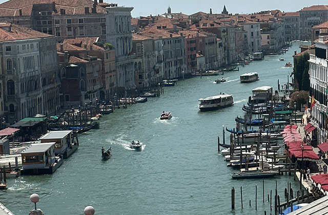 Gondola on a narrow canal